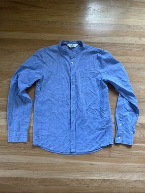 Slim Fit Blue Mandarin Collar boy's Shirt